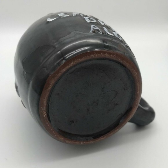 Vintage Beer Whistle Mug Brown Drip Glazed Funny Unique Cup Leave My Drink Alone - Picture 8 of 8